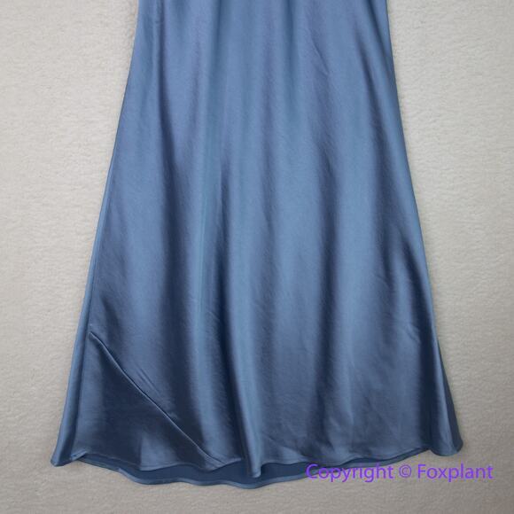 New! White House Black Market Sleeveless Satin Slip Dress‎ in blue, size 8 - Picture 8 of 14